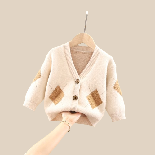 Cardigan Enfant en Laine Crystal - Veste Tricot Boutonnée Élégante