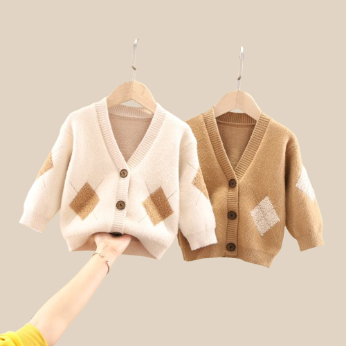 Cardigan Enfant en Laine Crystal - Veste Tricot Boutonnée Élégante